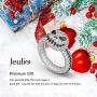 Jeulia Jack Skellington Rings Women Nightmare Before Christmas Skull Rings 925 Sterling Silver Halloween Jewelry Romantic Jewelry Gifts for Her Teen Girls CZ Solitare Engagement Rings Anniversary