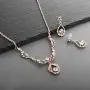 Mariell 14K Rose Gold Vintage Crystal Necklace and Earrings Jewelry Set for Prom, Bridal and Bridesmaids