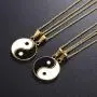 JUXINDA Yin and Yang necklace, personalized engraved stainless steel gold-plated puzzle pendant jewelry, suitable for couples necklaces with adjustable chains JUXINDA Yin and Yang necklace, personalized engraved stainless steel gold-plated puzzle pendant jewelry, suitable for couples necklaces with adjustable chains