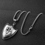 HZMAN Shield Armor of God Psalm 28:7 Faith Cross Stainless Steel Pendant Necklace for Men