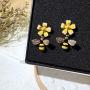 Channel V Gold Plated Bumble Bee Earrings Dangle for Women Girls Daisy Flower Bee Jewelry Yellow Small Flower Rhinestone Earring Fashion 925 Sterling Silver
