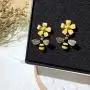 Channel V Gold Plated Bumble Bee Earrings Dangle for Women Girls Daisy Flower Bee Jewelry Yellow Small Flower Rhinestone Earring Fashion 925 Sterling Silver