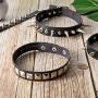 4 Pieces Biker Leather Studded Choker PU Leather Collar Choker Punk Rock Gothic Necklace Choker