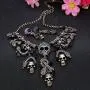 EVER FAITH Austrian Crystal Halloween Skull Snake Necklace Earrings Set EVER FAITH Austrian Crystal Halloween Skull Snake Necklace Earrings Set