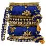 Aheli Royal Design Faux Stone Studded Silk Thread Bangle Chuda Set with Jhumki Tassel Hanging Indian Wedding Fashion Jewelry for Women