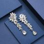 mecresh Bridal Wedding Teardrop Marquise Crystal Cluster Chandelier Dangle Earrings for Women Valentines Day Gift