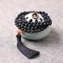 PNEIME Lava Rock Mala Beads 108 Black Lava Stone Mala Necklace Hand Knotted Lava Beads Mala Meditation Beads Yoga Necklace Prayer Beads Japa Mala
