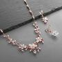 Mariell Elegant Vine Rose Gold Necklace and Earrings Set for Weddings, Brides & Formals
