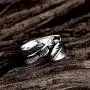 Gracefair Fashion Punk Stainless Steel Feather Ring Vintage Statement Leaf Ring Wing cast for Women Men Size 7-11