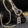 FW Jewelry Bling Iced Out Silver Gold Dripping Initial Letter Pendant Diamond Tennis Chains for Men Women in A to Z