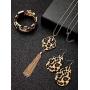 Hicarer 3 Pieces Leopard Bracelets Bohemia Leopard Earrings Necklace for Women Girls (Teardrop Earring Set)