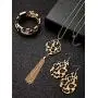 Hicarer 3 Pieces Leopard Bracelets Bohemia Leopard Earrings Necklace for Women Girls (Teardrop Earring Set)