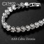 T400 White Link Tennis Bracelet Pendant Necklace Jewelry Set with AAA Cubic Zirconia Wedding Gift for Brides Bridesmaid Women