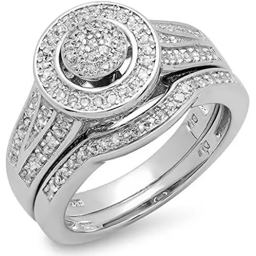 Dazzlingrock Collection 0.50 Carat (ctw) Sterling Silver White Diamond Round Ladies Bridal Engagement Ring Set 1/2 CT, Size 8.5 Dazzlingrock Collection 0.50 Carat (ctw) Sterling Silver White Diamond Round Ladies Bridal Engagement Ring Set 1/2 CT, Size 8.5