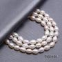 JYX JEWELRY 3 Strands Pearl Necklace Classic 5-5.5mm Triple Strand Oval White Pearl Choker Necklace for Women