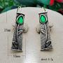 D.Rosse Unique Vintage Silver Handmade Bohemian Enamel Flower Bar Dangle Earrings Chic Green Tulip Geometric Square Drop Earrings for Women Statement Jewelry