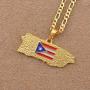 Puerto Rico Map Flag Pendant Necklaces Women/Men Gold Pr Puerto Ricans Necklace Jewelry Gifts