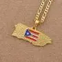 Puerto Rico Map Flag Pendant Necklaces Women/Men Gold Pr Puerto Ricans Necklace Jewelry Gifts