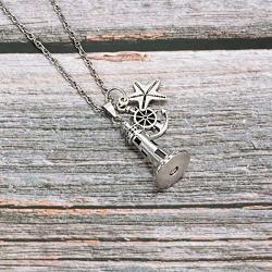 Gredstar Lighthouse Urn Necklace for Ashes Memorial Keepsake Pendant with Starfish Charms Cremation Jewelry