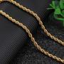Gold Rope Chain 5mm, 20x More Real 24K, Diamond Cut For Men & Women Premium Fashion Jewelry Necklaces Over Semi Precious Bronze, Classic, 16-30 Inches USA made!
