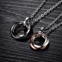 His and Hers Couple Necklace Titanium Stainless Steel CZ Rings Pendant His and Hers Matching Jewelry Set Gift for Women and Men