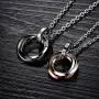 His and Hers Couple Necklace Titanium Stainless Steel CZ Rings Pendant His and Hers Matching Jewelry Set Gift for Women and Men