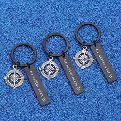 WUSUANED No Matter What Where When Compass Best Friend Keychain Set Long Distance Friendship Gift For Sister Best Friends