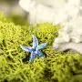 Honolulu Jewelry Company Sterling Silver Starfish Necklace Pendant with Simulated Blue Opal and 18'' Box Chain
