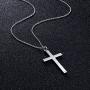 925 Sterling Silver Mens Classic Cross Pendant Necklace 24 inch Silver Chain Jewelry Gift for Father Boyfriend Son