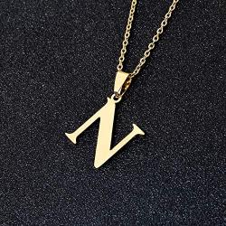 Fashion Initial Letter Pendant Necklace Stainless Steel Gold Color Mens Womens Custom Capital Letter Name Necklace Personalized Jewelry Gift