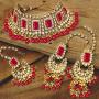 Aheli Brdal Kundan Faux Pearl Choker Necklace with Earrings Maang Tikka for Women Girls Indian Traditional Jewelry Set