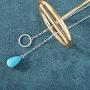 Jovono Boho Turquoise Pendant Necklaces Fashion Y-Necklace Chain Jewelry for Women and Girls (Silver)