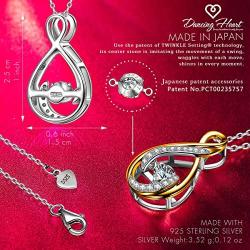 DANCING HEART Jewelry Gifts for Mom 925 Sterling Silver AAA CZ Women Necklaces Chic Jewelry Round Infinite Necklace With Gift Box Beautiful for Girls Girlfriend Wife
