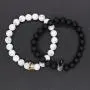 POSHFEEL 8mm Natural Stone CZ Micro Pave Crown King Queen Beads His and Hers Couple Bracelet, 7.5'' POSHFEEL 8mm Natural Stone CZ Micro Pave Crown King Queen Beads His and Hers Couple Bracelet, 7.5''