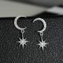 Angol Sterling Silver Drop &Dangle Moon Earrings, S925 Moon Drop Earrings with Cubic Zirconia, Crescent Moon Jewelry Dangling Earrings Hypoallergenic Jewelry for Women Teens with