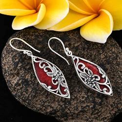 Shop LC 925 Sterling Silver Coral Stylish Unique Fashion Costume Dangle Drop Earrings Prom Jewelry Mothers Day Gifts Women