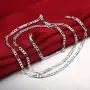 NYC Sterling Unisex 3MM Flat Light Solid Sterling Silver Figaro Chain Necklace, Made in Italy.