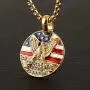 HZMAN Mens 18k Gold Plated Stainless Steel 3D Eagle American Flag Dog Tag CZ Pendant Necklace HZMAN Mens 18k Gold Plated Stainless Steel 3D Eagle American Flag Dog Tag CZ Pendant Necklace
