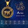 Hipunk Zodiac Pendant Necklace for Men - Star Sign Horoscope Pendant 12 Constellation Necklace 316L Stainless Steel Astrology Birthday Gifts Mens Women Jewelry