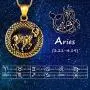 Hipunk Zodiac Pendant Necklace for Men - Star Sign Horoscope Pendant 12 Constellation Necklace 316L Stainless Steel Astrology Birthday Gifts Mens Women Jewelry