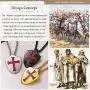 FaithHeart Knights Templar Seal Necklace Christ Fellow-Soldiers Stainless Steel Saint-Omer Pewter Jewelry, Mens Charm Medallion with Gift Packaging Customize Available