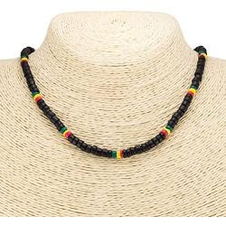 BlueRica Rasta Coconut Beads Necklace (Black - 18'')