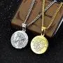 Jesus Bible Verse Gold Necklace for Mens with 21.6'' Chain Christian Jewelry Stainless Steel Personality Prayer English Engraved Coin Disc Medal Pendant