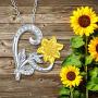 You Are My Sunshine Sunflower Necklace S925 Sterling Silver Sunflower Jewelry for Women Teens