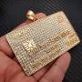 BLINGFACTORY Iced Hip Hop Stainless Steel Lab Diamond Large Credit Card Bling Charm Pendant