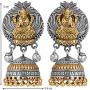 Aheli Indian Traditional Goddess Laxmi Crafted Vintage Oxidized Jhumki Dangle Earrings Ethnic Wedding Temple Antique Jewelry for Women