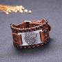 EUEAVAN Norse Viking Fenrir Teen Wolf Talisman Braided Wide Leather Wristband Bracelet
