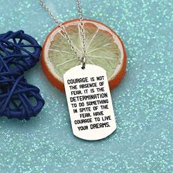 CAROMAY Pendant Necklace Inspirational Graduation Gift Courage is Not The Absence of Fear for Men Women Son Girls