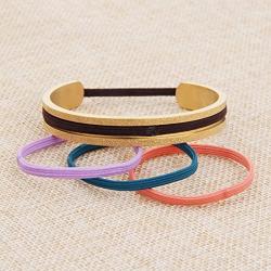 ZUOBAO Stainless Steel Elastic Hair tie Bracelet Brushed Edges for Women Girls