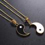 Yinyang BFF Couples Pendant Necklace Chain for Women Mens Him and Her Personalized Matching Puzzle Diagrams Best Friend Necklaces Set Stainless Steel Gifts Jewelry Gold Plated